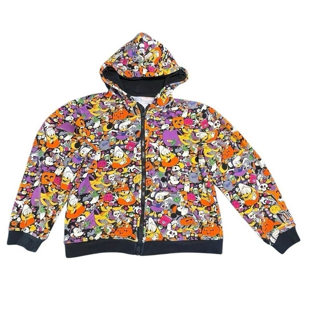 DISNEY HALLOWEEN FALL HOODIE MICKEY AND FRIENDS GHOSTS PUMPKINS SIZE LARGE KIDS
